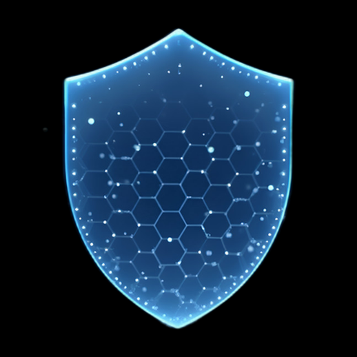 Bouclier futuriste hexagonal bleu brillant