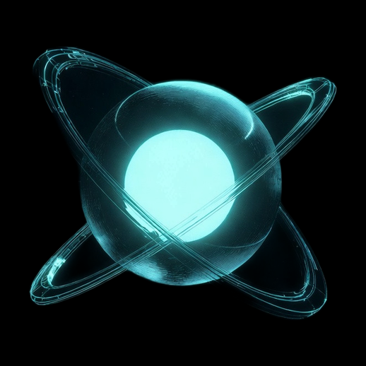 Sphère lumineuse avec anneaux futuristes