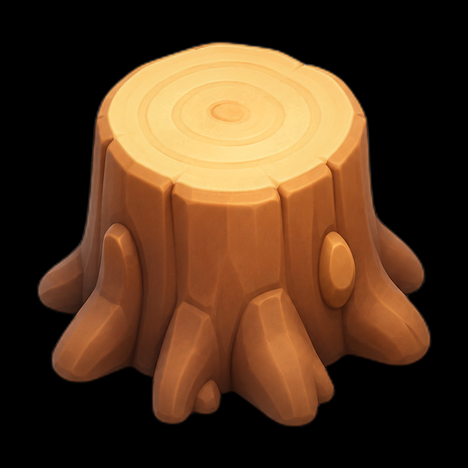 Souche d arbre 3D gratuit style cartoon - modele 3D gratuit