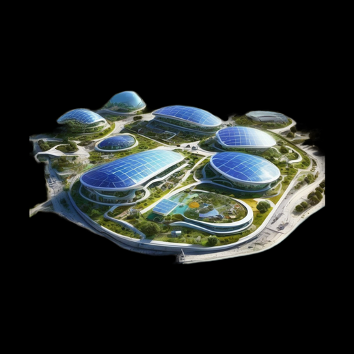 Ville futuriste ecologique 3D gratuit avec dômes
