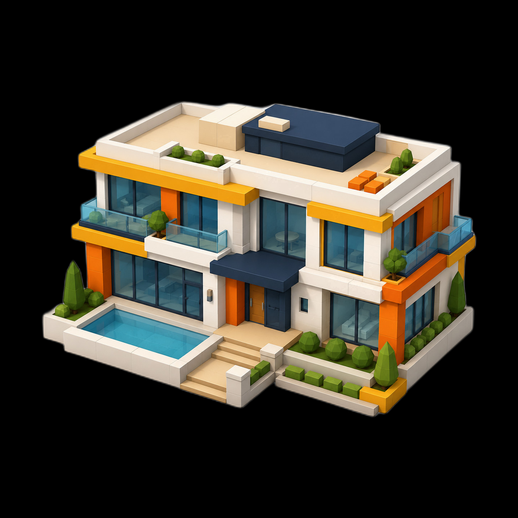 Maison moderne 3D gratuit avec piscine
