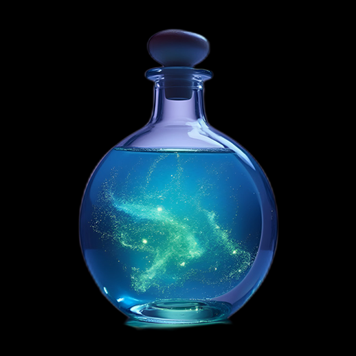 Potion bleue à l'intérieur galactique
