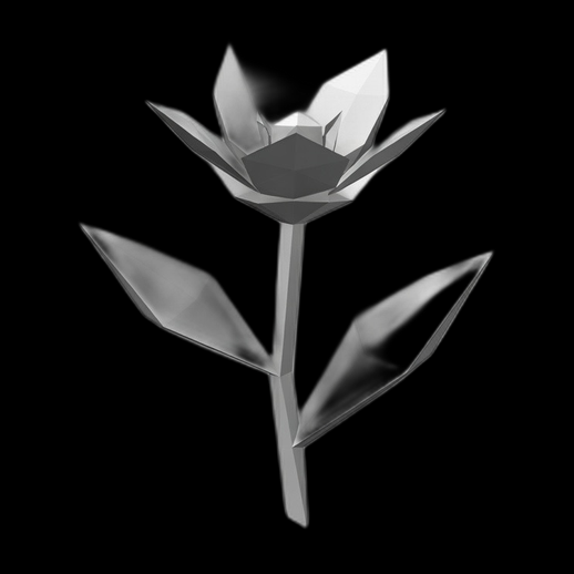Fleur low poly 3D gratuit style metallique