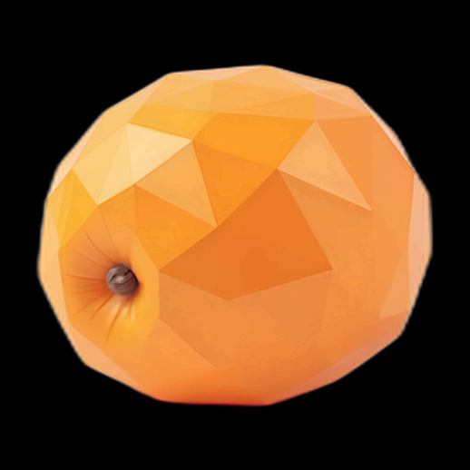 Pomme géométrique orange 3D