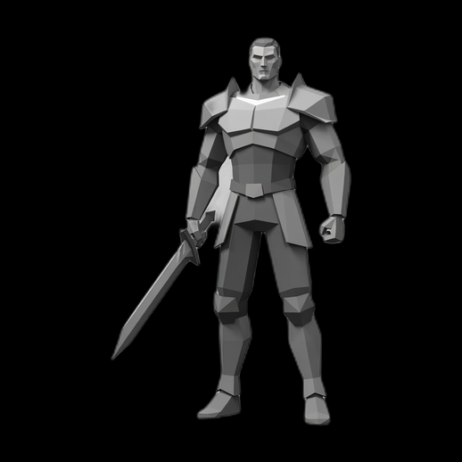 Guerrier low poly 3D gratuit avec épée