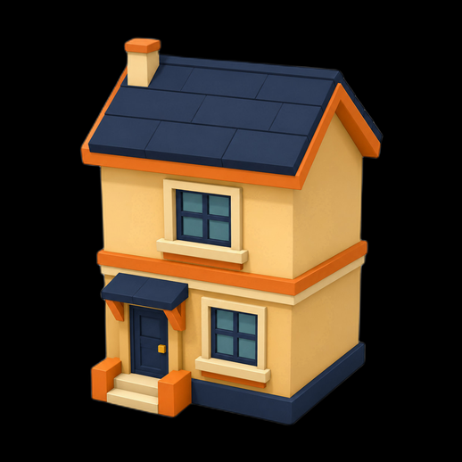 Maison cartoon 3D gratuit style jeu video - modele 3D gratuit