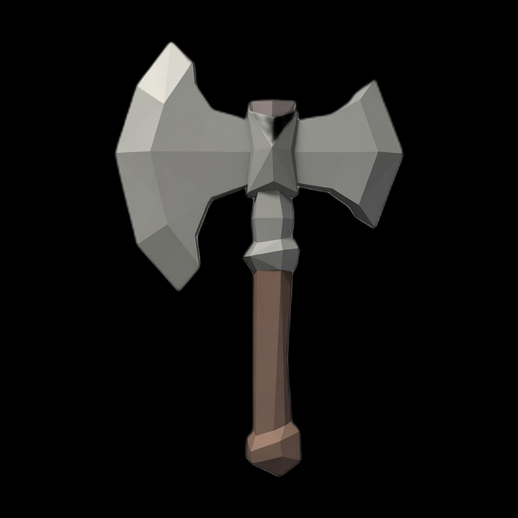 Hache double medievale 3D gratuit low poly