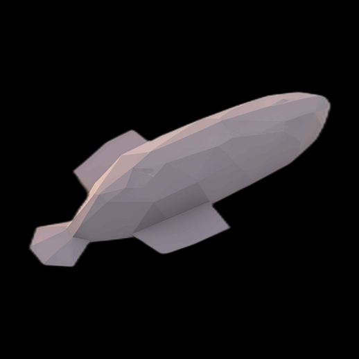 Dirigeable 3D Low-Poly Gris