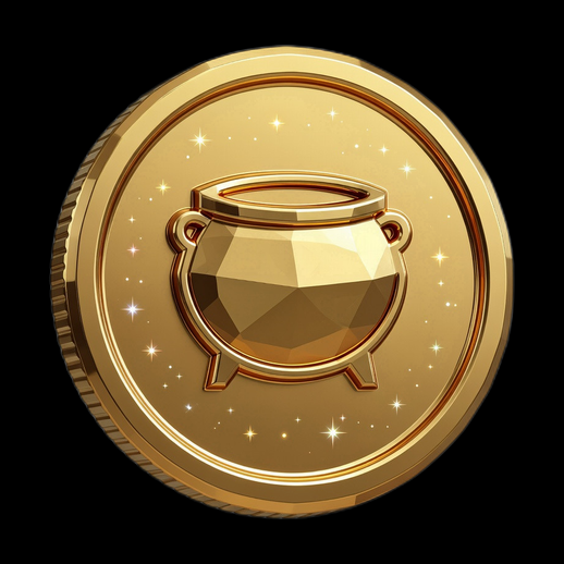 Pièce d'or avec chaudron low-poly