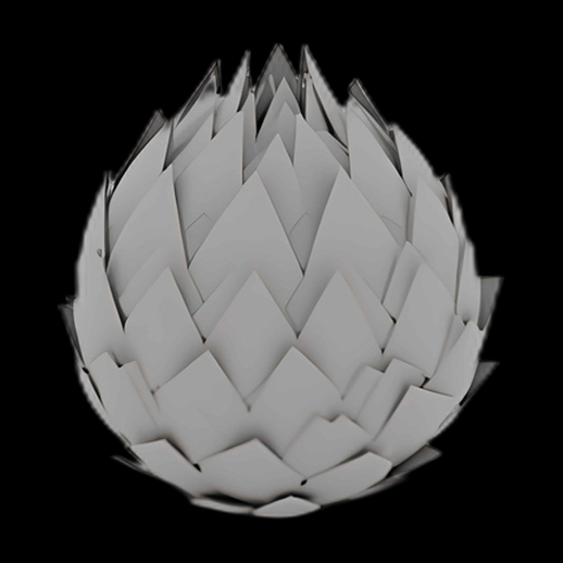 Artichaut 3D géométrique blanc stylisé