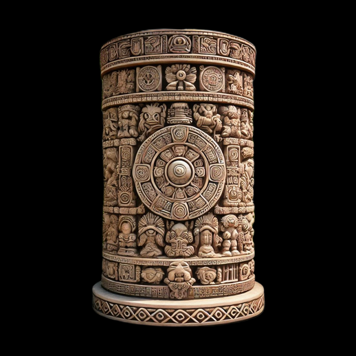 Calendrier maya cylindrique 3D gratuit sculpte