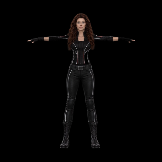 Héroïne en combinaison tactique noire 3D gratuit
