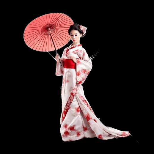 Geisha japonaise 3D gratuit avec ombrelle traditionnelle