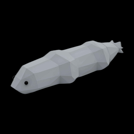 Anguille 3D low poly grise