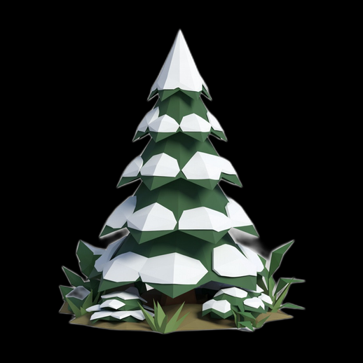Sapin enneige low poly 3D gratuit stylise