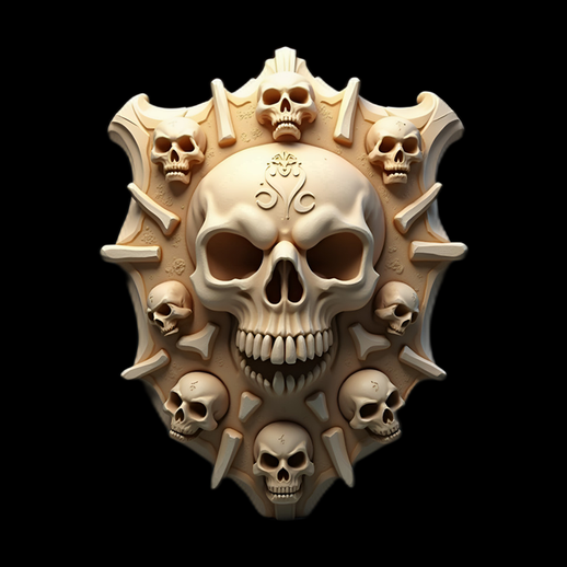 Ornate Skull Shield 3D Asset