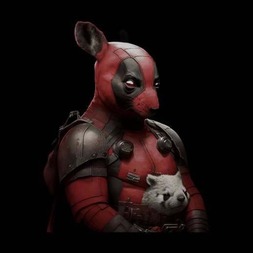 Deadpool écureuil avec raton laveur