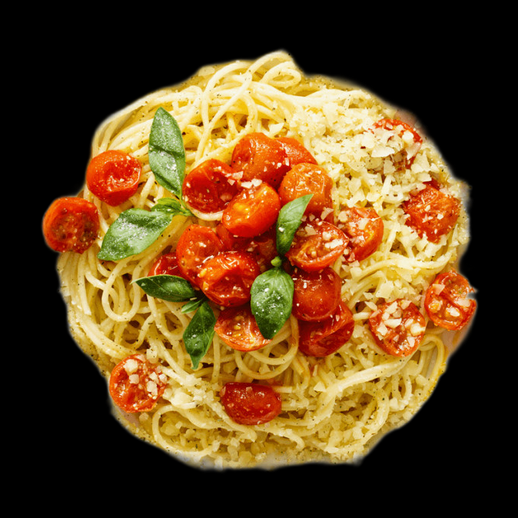 Assiette spaghetti tomates basilic 3D gratuit