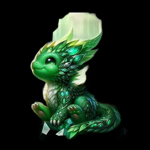 Bébé dragon émeraude mignon 3D gratuit style fantasy - modele 3D gratuit