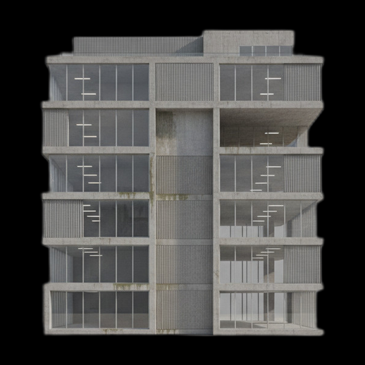 Immeuble moderne beton 3D gratuit avec balcons