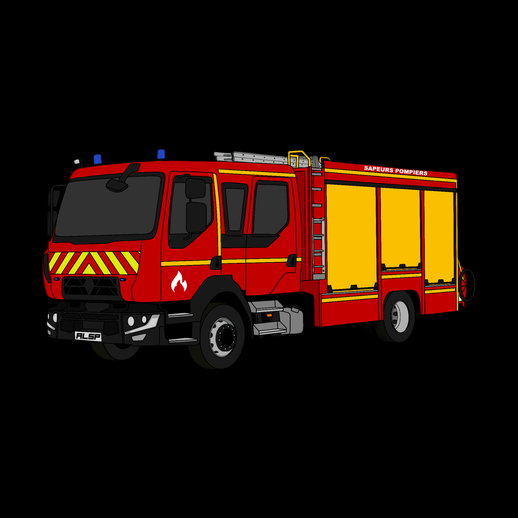 Camion pompiers 3D gratuit style cartoon - modele 3D gratuit