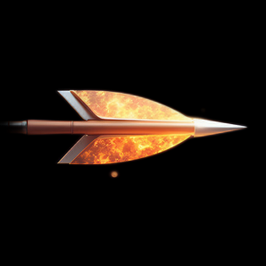 Flèche futuriste ornée de flammes