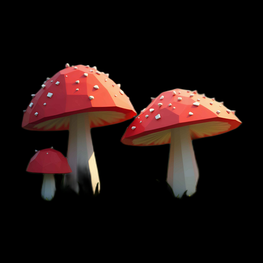 Amanita Muscaria Low Poly 3D Model