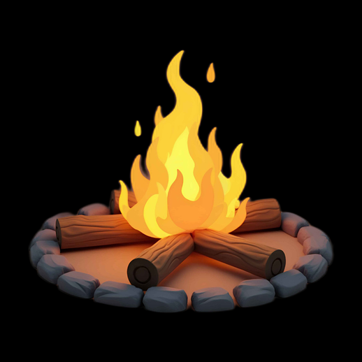 Feu de camp stylisé en 3D