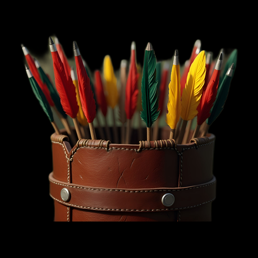 Flèches dans un carquois en cuir