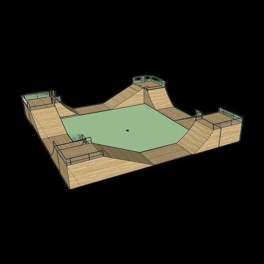 Skatepark rampe bois 3D gratuit complet