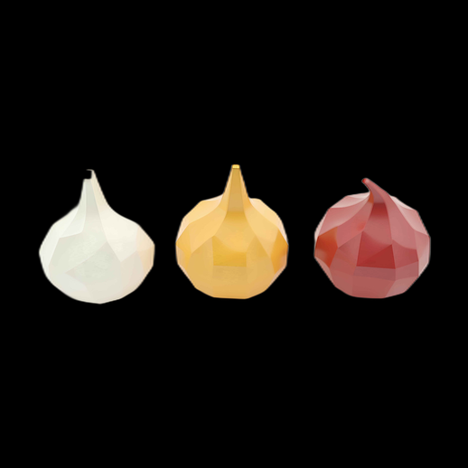 Trois oignons low poly colorés - modele 3D gratuit