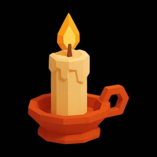 Bougie Low Poly dans un Bougeoir