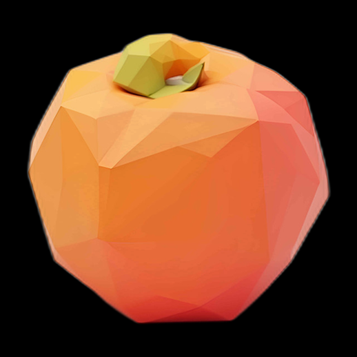 Pomme basse poly 3D orange