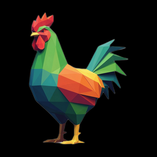 Coq low poly 3D gratuit multicolore stylise