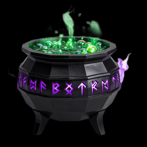 Chaudron de sorcière 3D avec potion