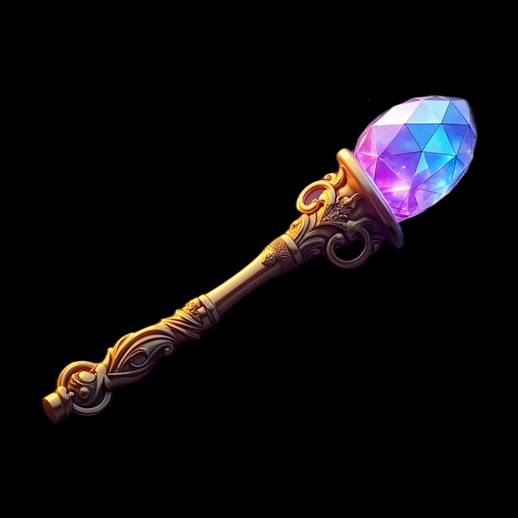 Sceptre magique orné d'un cristal