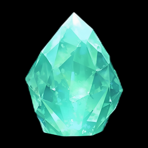 Cristal turquoise 3D texturé et facetté