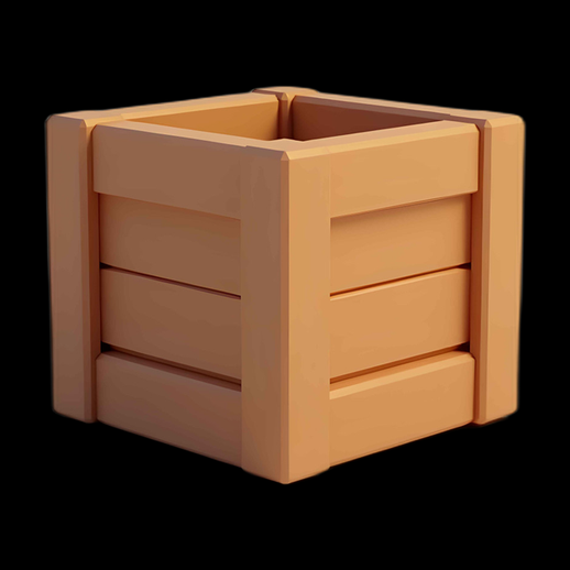 Caisse en bois 3D stylisée