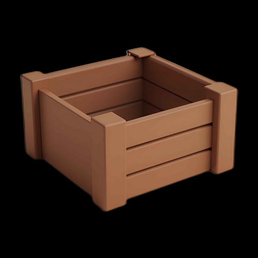 Caisse en bois 3D marron