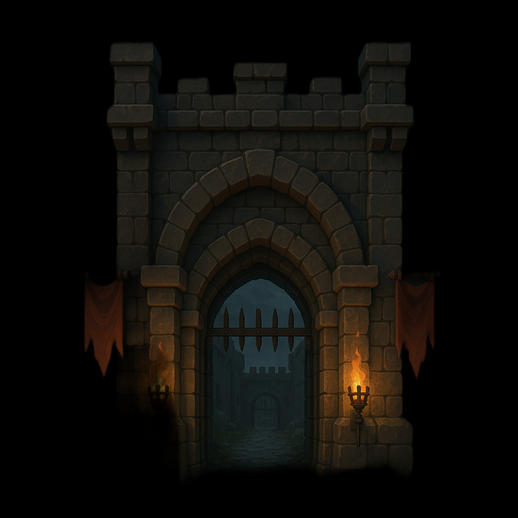 Porte forteresse medievale 3D gratuit en pierre