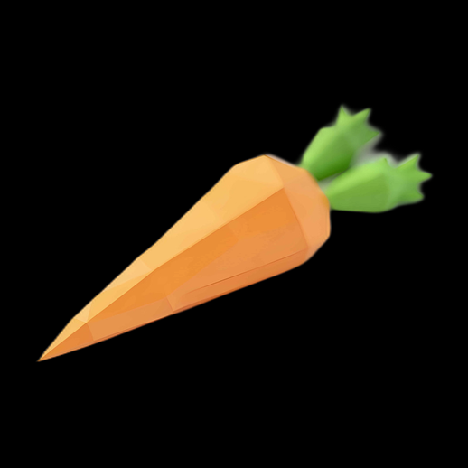 Carotte 3D low poly orange