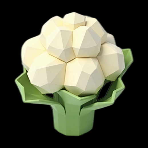Chou-fleur 3D Low Poly Stylisé