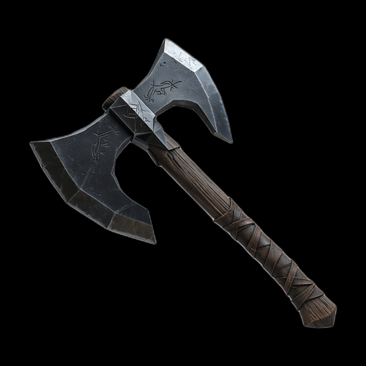 Hache double fantasy 3D gratuit en metal