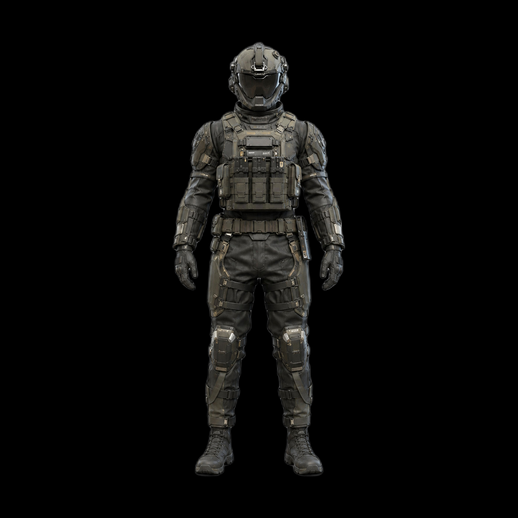 Soldat tactique futuriste 3D gratuit armure noire