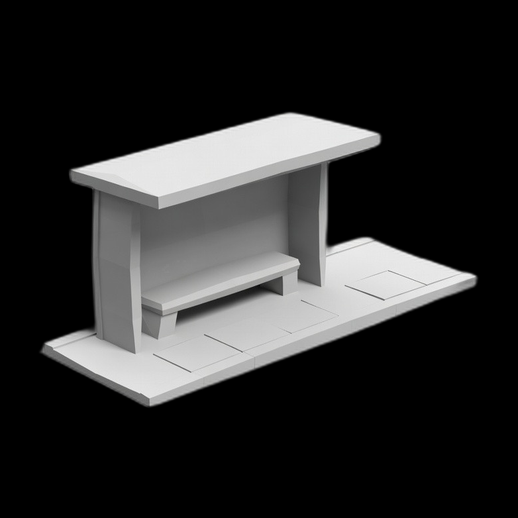 Abri bus moderne 3D gratuit avec banc