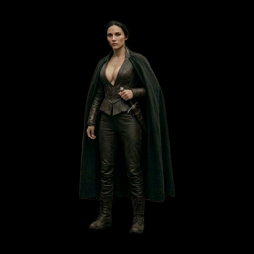 Personnage femme guerriere 3D gratuit cape cuir