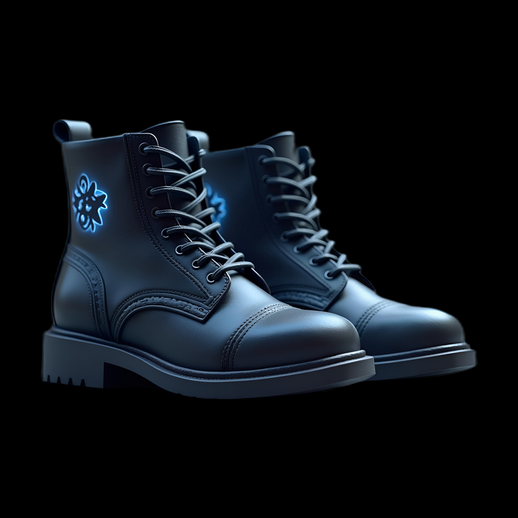 Bottes noires avec logo lumineux bleu
