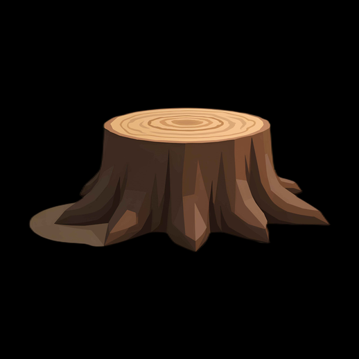 Souche d'arbre dessin animé 3D