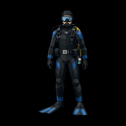 Asset 3D plongeur en scaphandre