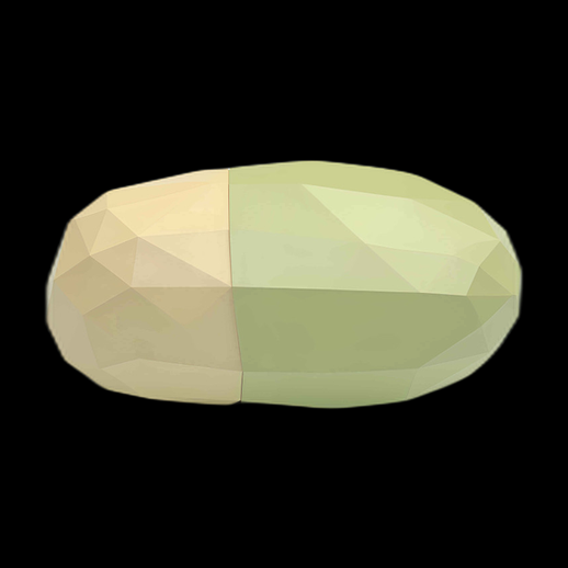 Gélule 3D polygonale verte et jaune